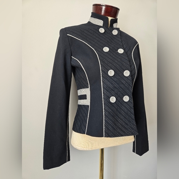 Tristan & Iseut Military Style Navy Blazer/Jacket. Size 2 - Picture 2 of 13